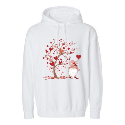 Love Tree Love Heart Gnome Dating Valentines Day Cool Gift Garment-Dyed Fleece Hoodie