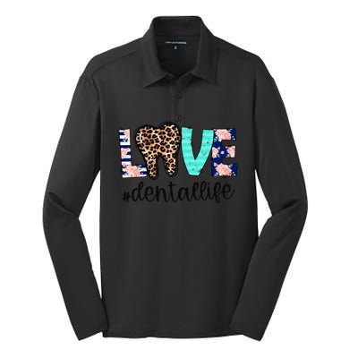 Leopard Teeth Love Dental Life Dental Hygienist Dentistry Gift Silk Touch Performance Long Sleeve Polo