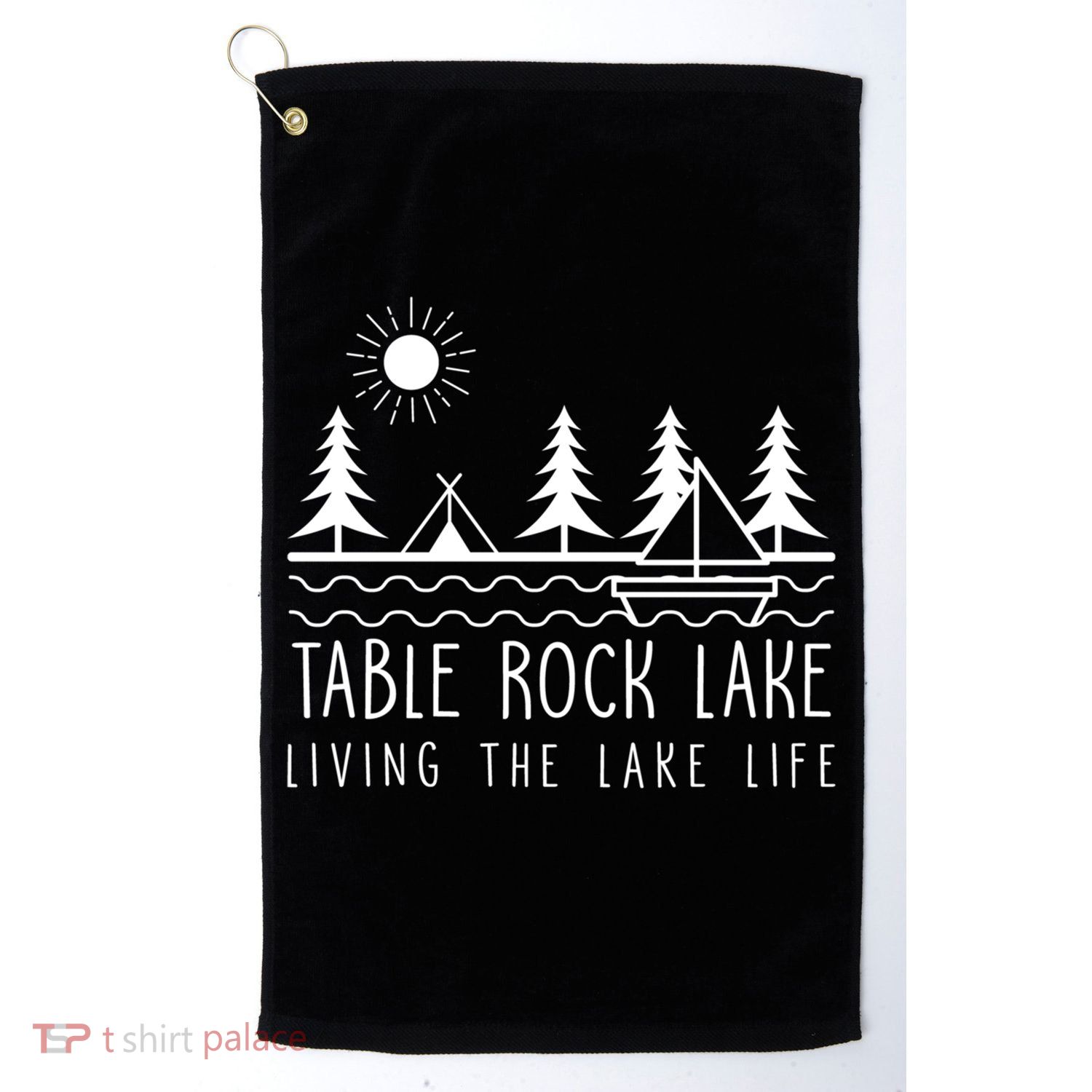 Living The Lake Life Table Rock Lake Kayaking Missouri Kayak Gift Golf Towel