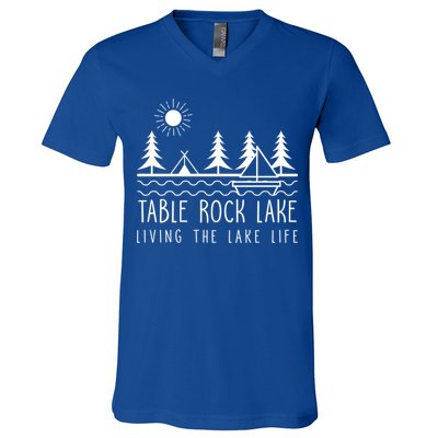 Living The Lake Life Table Rock Lake Kayaking Missouri Kayak Gift V-Neck T-Shirt