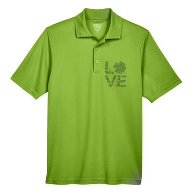 Love Three Leprechauns Funny Irish Shamrock St Patricks Day Funny Gift Men's Origin Performance Pique Polo