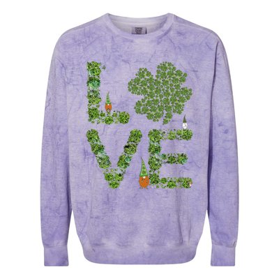 Love Three Leprechauns Funny Irish Shamrock St Patricks Day Funny Gift Colorblast Crewneck Sweatshirt