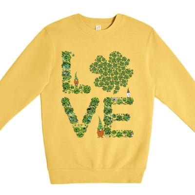 Love Three Leprechauns Funny Irish Shamrock St Patricks Day Funny Gift Premium Crewneck Sweatshirt