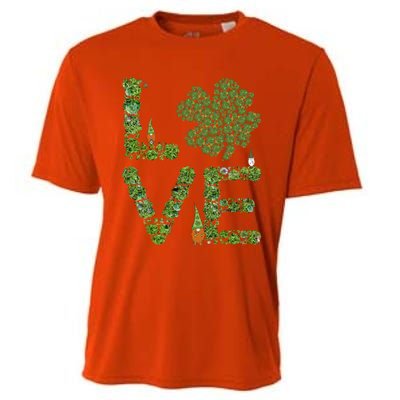 Love Three Leprechauns Funny Irish Shamrock St Patricks Day Funny Gift Cooling Performance Crew T-Shirt