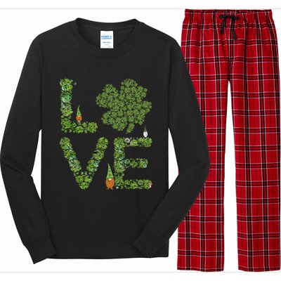 Love Three Leprechauns Funny Irish Shamrock St Patricks Day Funny Gift Long Sleeve Pajama Set