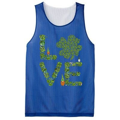 Love Three Leprechauns Funny Irish Shamrock St Patricks Day Funny Gift Mesh Reversible Basketball Jersey Tank