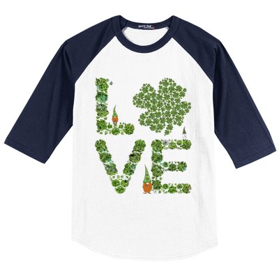 Love Three Leprechauns Funny Irish Shamrock St Patricks Day Funny Gift Baseball Sleeve Shirt