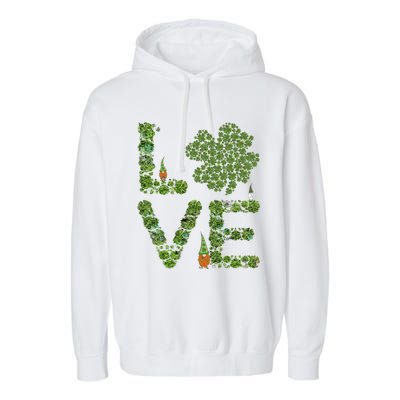 Love Three Leprechauns Funny Irish Shamrock St Patricks Day Funny Gift Garment-Dyed Fleece Hoodie