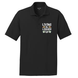 Living The Library Life Sayings Books Librarian Lover PosiCharge RacerMesh Polo