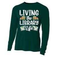 Living The Library Life Sayings Books Librarian Lover Cooling Performance Long Sleeve Crew