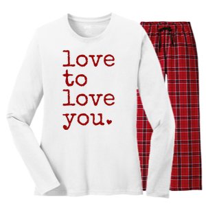 Love To Love You Cute Valentine Women's Long Sleeve Flannel Pajama Set 