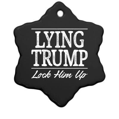 Lying Trump Lock Him Up Vintage Style Ceramic Star Ornament