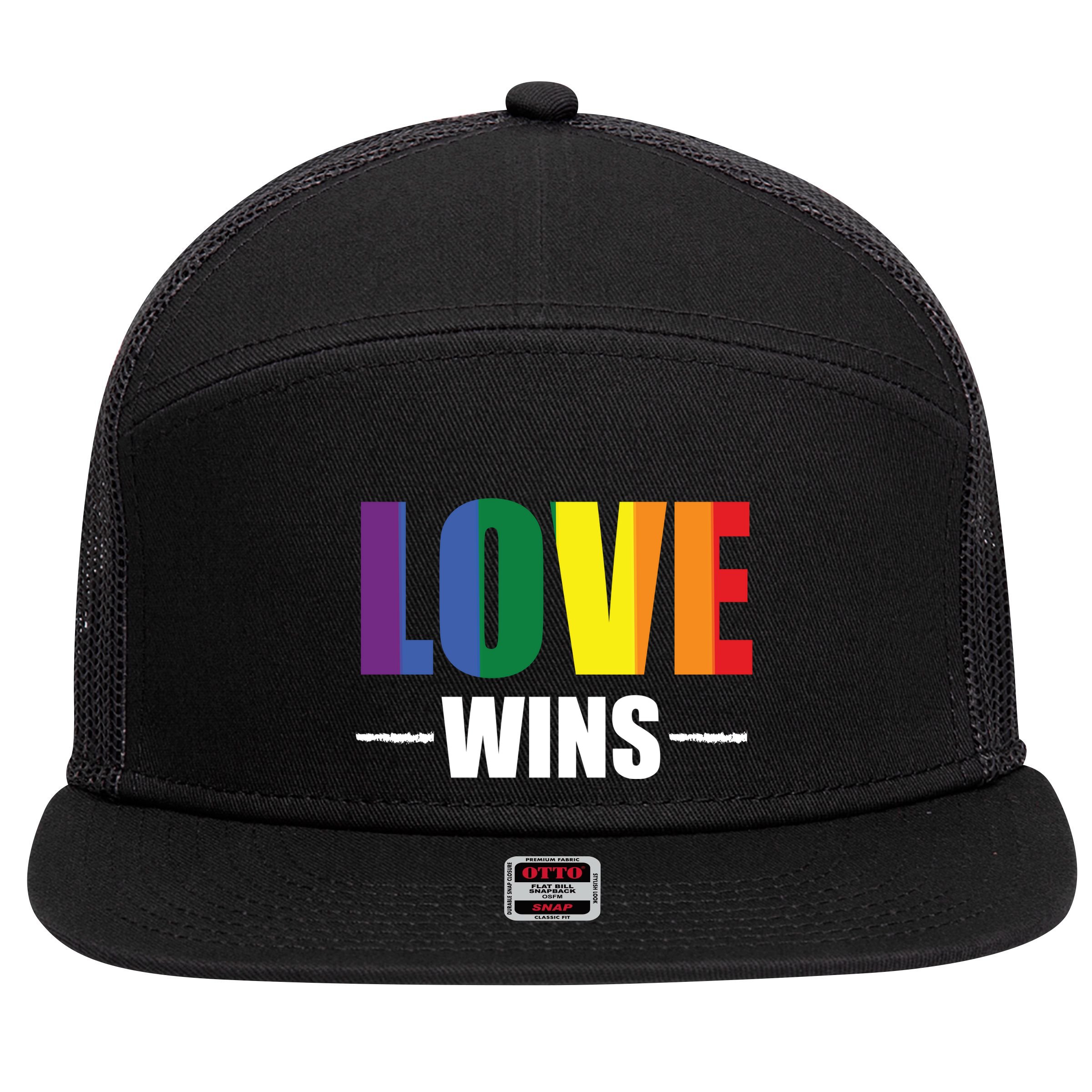 Love Wins 7 Panel Mesh Trucker Snapback Hat