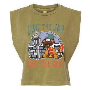 Light The Lamp Not The Rat Christmas Funny Holiday Rat Garment-Dyed Women's Muscle Tee