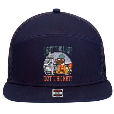 Light The Lamp Not The Rat Christmas Funny Holiday Rat 7 Panel Mesh Trucker Snapback Hat