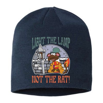 Light The Lamp Not The Rat Christmas Funny Holiday Rat Sustainable Beanie