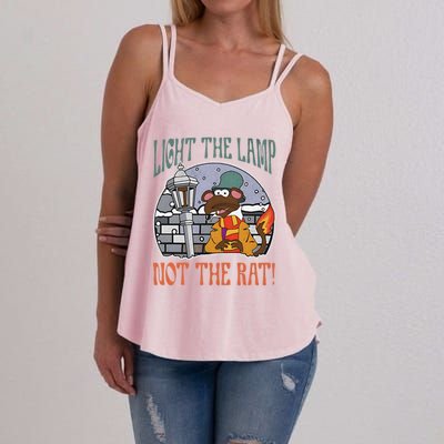 Light The Lamp Not The Rat Christmas Funny Holiday Rat Women's Strappy Tank