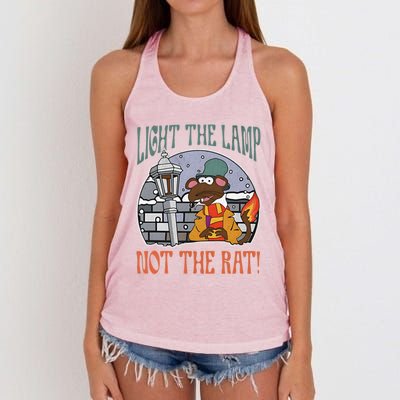 Light The Lamp Not The Rat Christmas Funny Holiday Rat Women's Knotted Racerback Tank