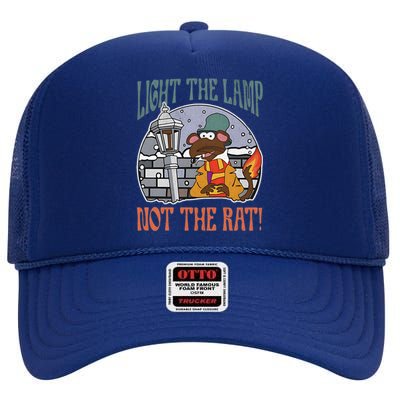 Light The Lamp Not The Rat Christmas Funny Holiday Rat High Crown Mesh Back Trucker Hat