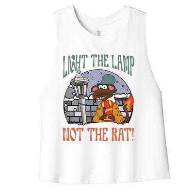 Light The Lamp Not The Rat Christmas Funny Holiday Rat Women's Racerback Cropped Tank