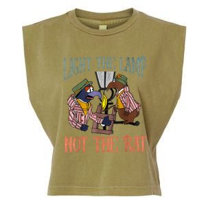 Light The Lamp Not The Rat Christmas Funny Holiday Rat Garment-Dyed Women's Muscle Tee