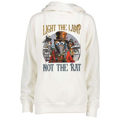 Light The Lamp Not The Rat Christmas Funny Holiday Rat Womens Funnel Neck Pullover Hood