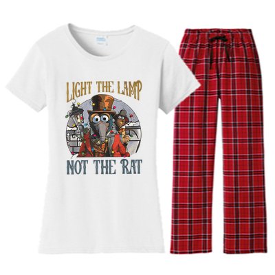 Light The Lamp Not The Rat Christmas Funny Holiday Rat Women's Flannel Pajama Set