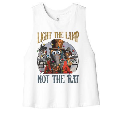 Light The Lamp Not The Rat Christmas Funny Holiday Rat Women's Racerback Cropped Tank