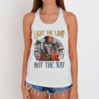 Light The Lamp Not The Rat Christmas Funny Holiday Rat Women's Knotted Racerback Tank