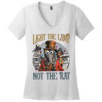 Light The Lamp Not The Rat Christmas Funny Holiday Rat Women's V-Neck T-Shirt