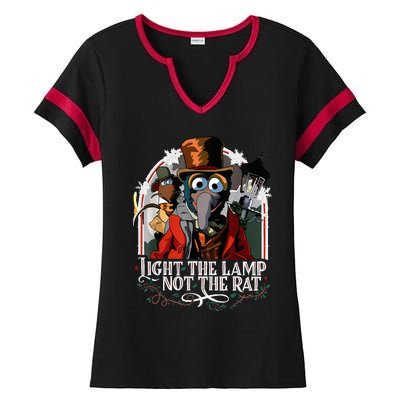 Light The Lamp Not The Rat Christmas Ladies Halftime Notch Neck Tee