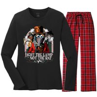 Light The Lamp Not The Rat Christmas Women's Long Sleeve Flannel Pajama Set 