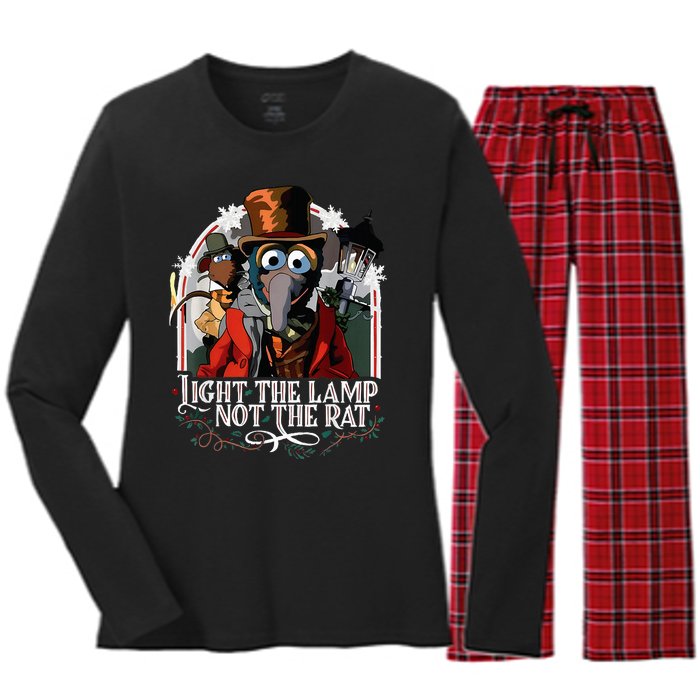 Light The Lamp Not The Rat Christmas Women's Long Sleeve Flannel Pajama Set 