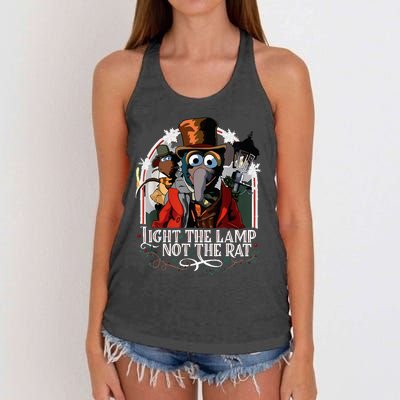 Light The Lamp Not The Rat Christmas Women's Knotted Racerback Tank