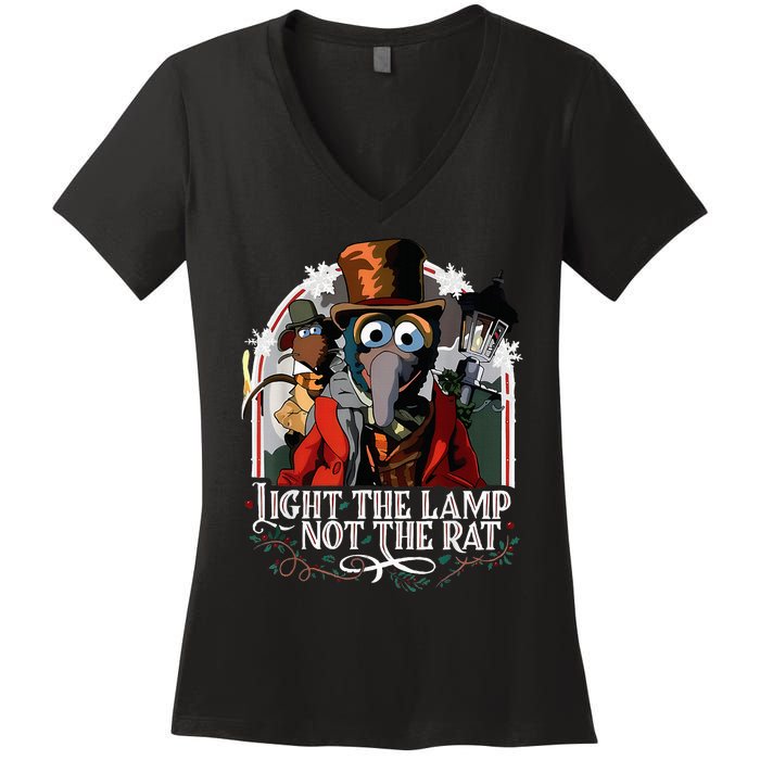 Light The Lamp Not The Rat Christmas Women's V-Neck T-Shirt