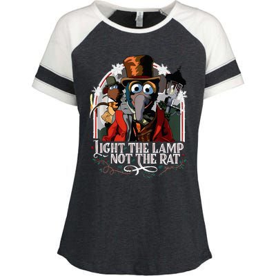 Light The Lamp Not The Rat Christmas Enza Ladies Jersey Colorblock Tee