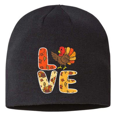Love Turkey Leaves Autumn Fall Thanksgiving Sustainable Beanie