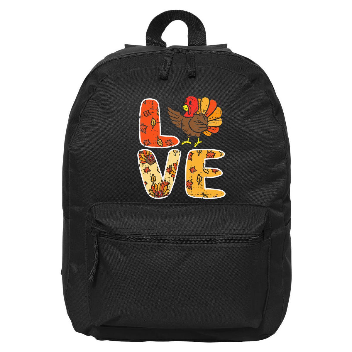 Love Turkey Leaves Autumn Fall Thanksgiving 16 in Basic Backpack