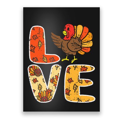 Love Turkey Leaves Autumn Fall Thanksgiving Poster