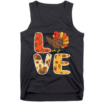 Love Turkey Leaves Autumn Fall Thanksgiving Tank Top