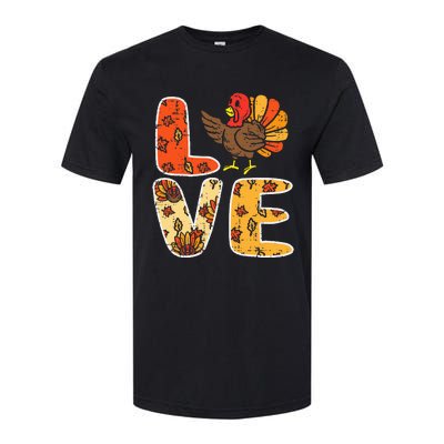 Love Turkey Leaves Autumn Fall Thanksgiving Softstyle® CVC T-Shirt