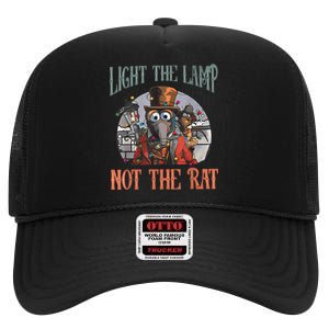 Light The Lamp Not The Rat Christmas Funny Holiday Rat High Crown Mesh Back Trucker Hat