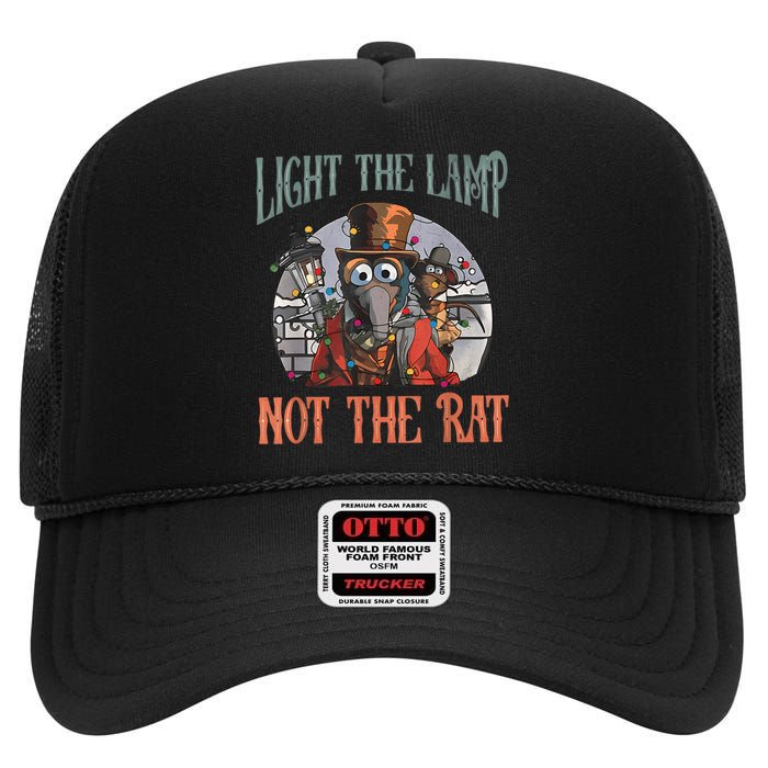 Light The Lamp Not The Rat Christmas Funny Holiday Rat High Crown Mesh Back Trucker Hat