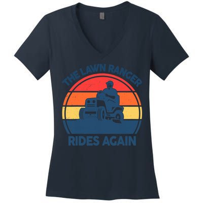Lawn-Mowing The Lawn Ranger Rides Again Mower Gift Funny Dad Women's V-Neck T-Shirt