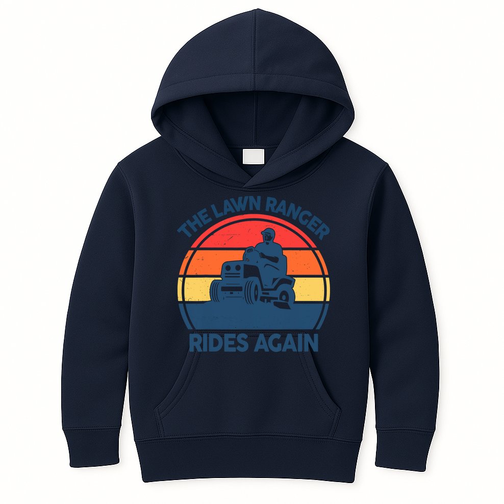 Lawn-Mowing The Lawn Ranger Rides Again Mower Gift Funny Dad Kids Hoodie