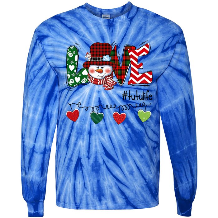 Love Tutu Life Snow Xmas Happy Family Merry Christmas Cute Gift Tie-Dye Long Sleeve Shirt