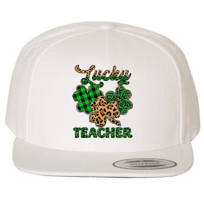 Lucky Teacher Leopard Shamrock Happy St Patricks Day Outfit Wool Snapback Cap