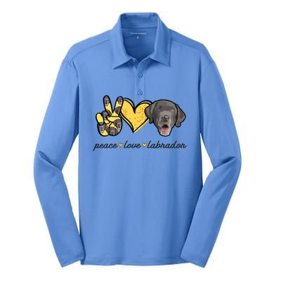 Labrador T Lab Dog Peace Love Labrador Retriever Silk Touch Performance Long Sleeve Polo