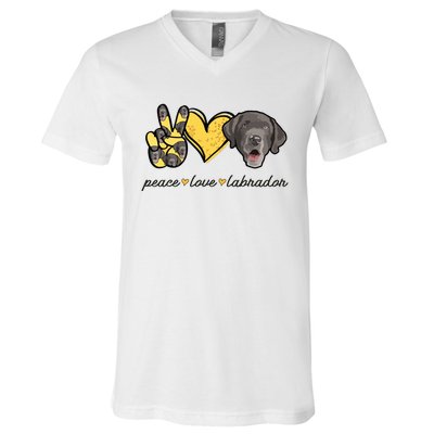 Labrador T Lab Dog Peace Love Labrador Retriever V-Neck T-Shirt