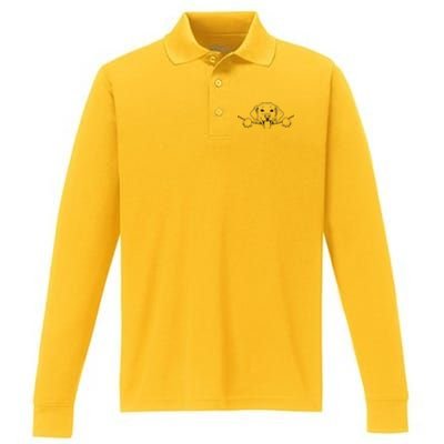 Labrador T Lab Dog Yellow Black Labrador Retriever Performance Long Sleeve Polo